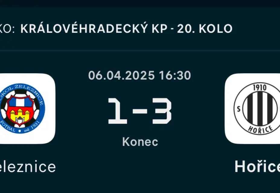 Železnice - Hořice 1:3